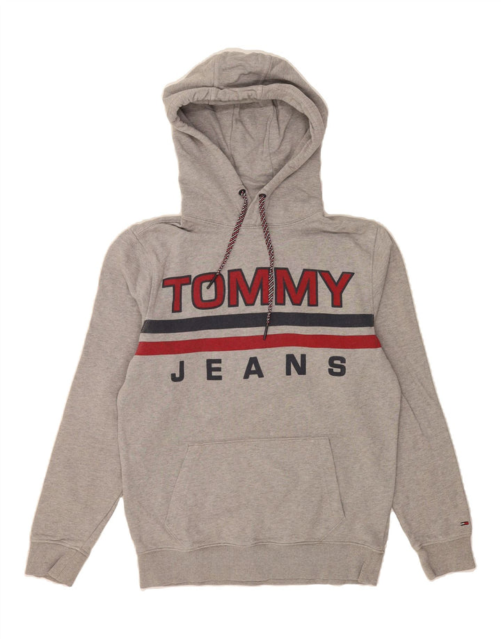 TOMMY HILFIGER Mens Regular Fit Graphic Hoodie Jumper Small Grey Cotton Vintage Tommy Hilfiger and Second-Hand Tommy Hilfiger from Messina Hembry 