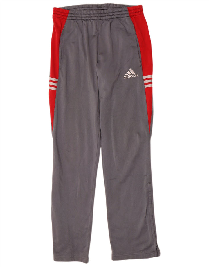 Calça de treino masculina Adidas pequena cinza colorblock poliéster