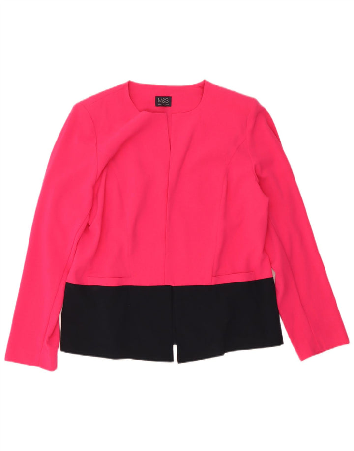 Jaqueta blazer aberta feminina Marks & Spencer UK 16 grande bloco colorido rosa