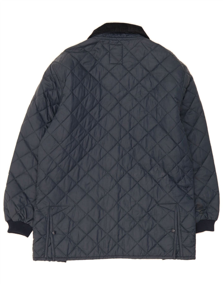 VINTAGE Mens Quilted Jacket UK 38 Medium Navy Blue Vintage Vintage and Second-Hand Vintage from Messina Hembry 