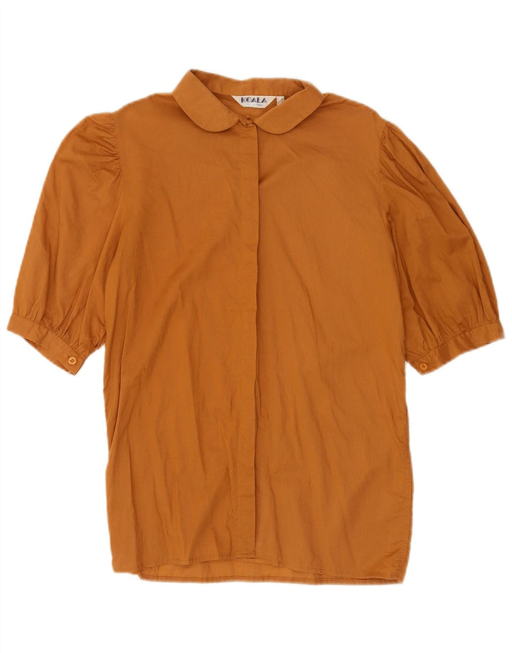 Blusa feminina vintage manga curta IT 42 marrom médio