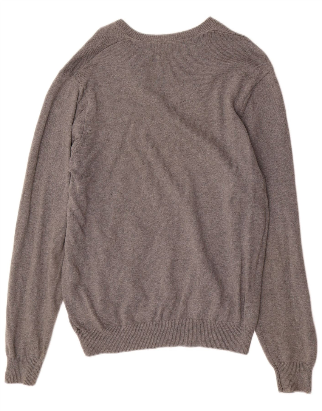 Suéter masculino Marks & Spencer Blue Harbor com decote em V, algodão cinza médio