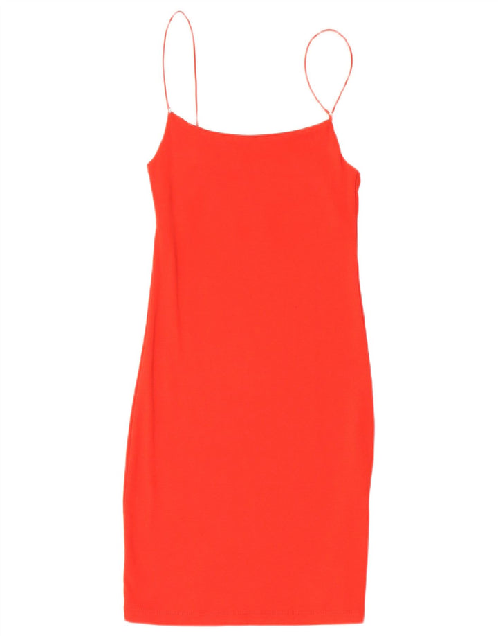 Zara Womens Slip Dress UK 12 Médio Algodão Vermelho