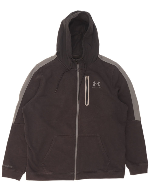 Suéter masculino Under Armour com capuz e zíper gráfico 2XL algodão colorblock preto
