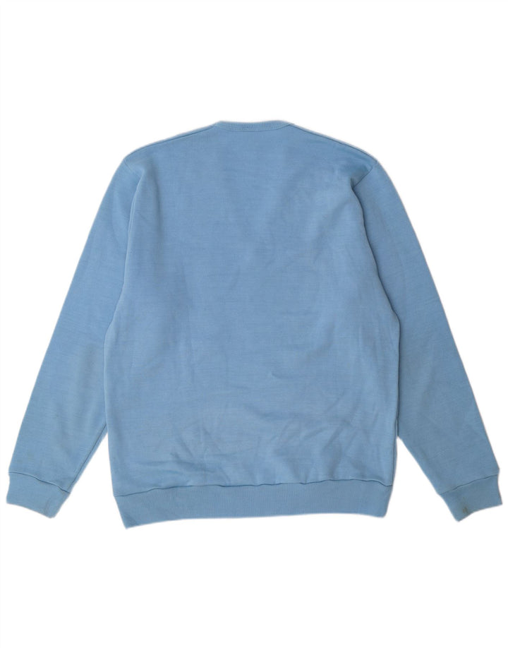 Suéter masculino VINTAGE com decote em V gráfico azul médio acrílico