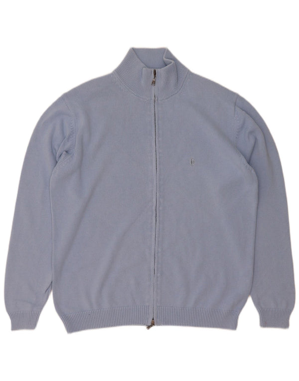 Suéter cardigã masculino Conte of Florence grande algodão azul