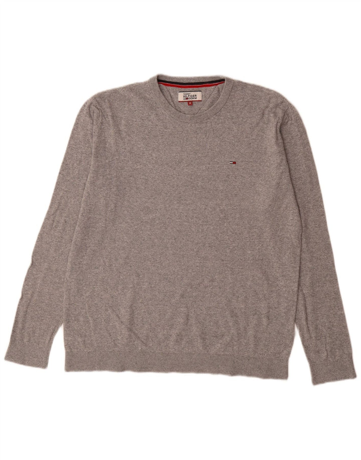 Suéter masculino Tommy Hilfiger com gola redonda e algodão cinza médio