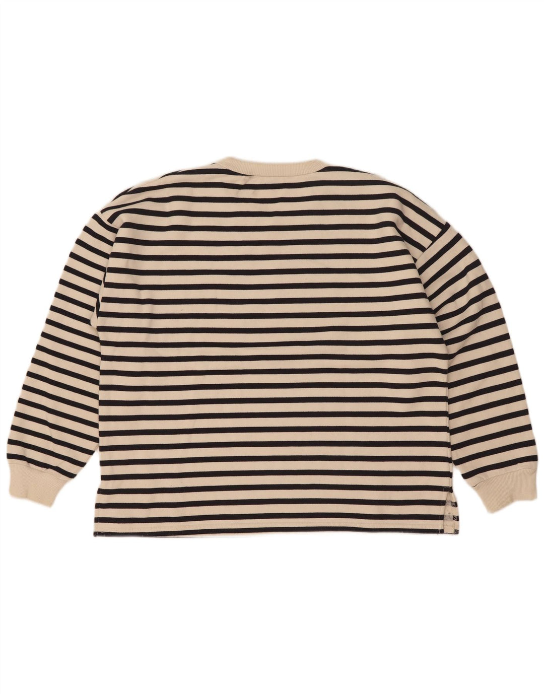 Zara moletom feminino oversized jumper UK 14 médio off white listrado