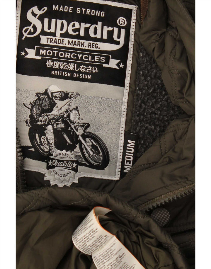 Jaqueta acolchoada masculina Superdry UK 38 poliéster cáqui médio