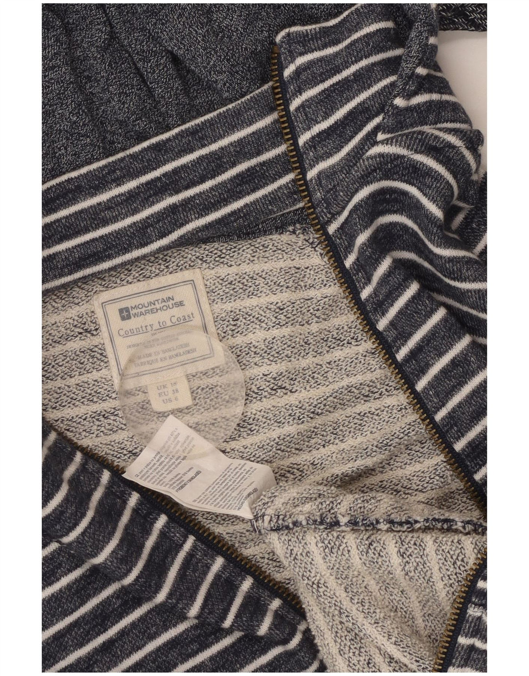 Suéter feminino com capuz e zíper Mountain Warehouse Reino Unido 10 listrado azul marinho pequeno