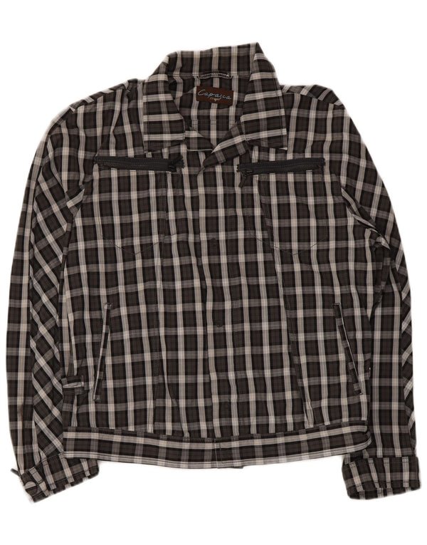Jaqueta bomber feminina vintage UK 20 2XL poliamida xadrez cinza