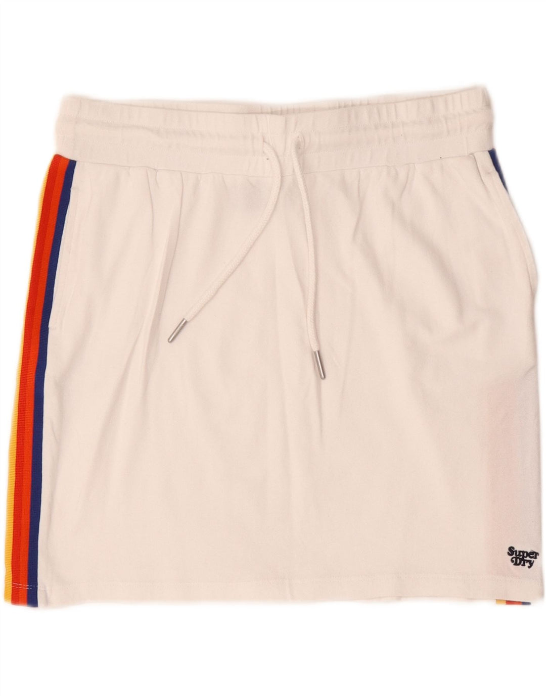 Mini saia feminina Superdry UK 12 médio W30 algodão listrado branco