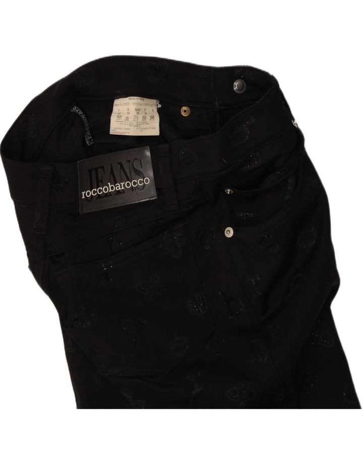 ROCCOBAROCCO Womens Graphic Slim Jeans W28 L29 Black Cotton Vintage Roccobarocco and Second-Hand Roccobarocco from Messina Hembry 