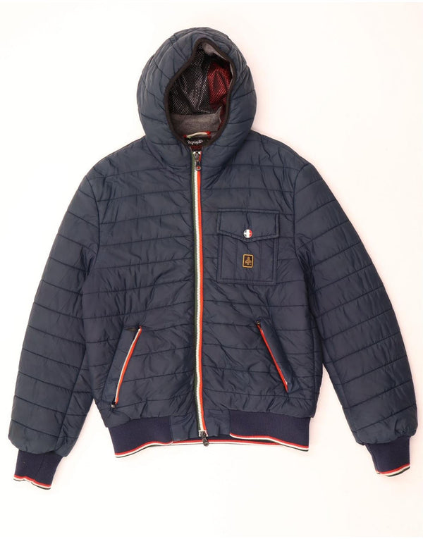 Jaqueta masculina Refrigiwear Sixty spa acolchoada com capuz IT 50 grande azul marinho