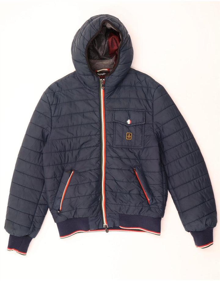 Jaqueta masculina Refrigiwear Sixty spa acolchoada com capuz IT 50 grande azul marinho