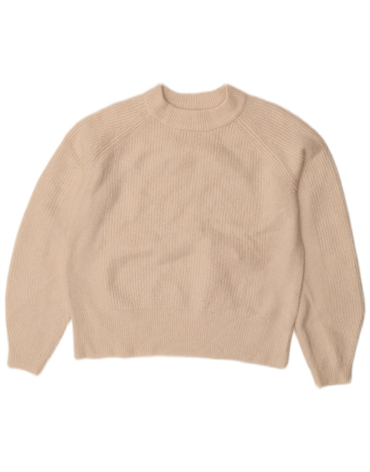 Suéter feminino Marks & Spencer com gola redonda UK 10 pequeno off white