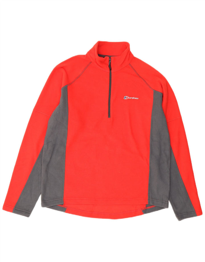 Berghaus Suéter masculino de lã com zíper e gola grande em poliéster vermelho colorblock