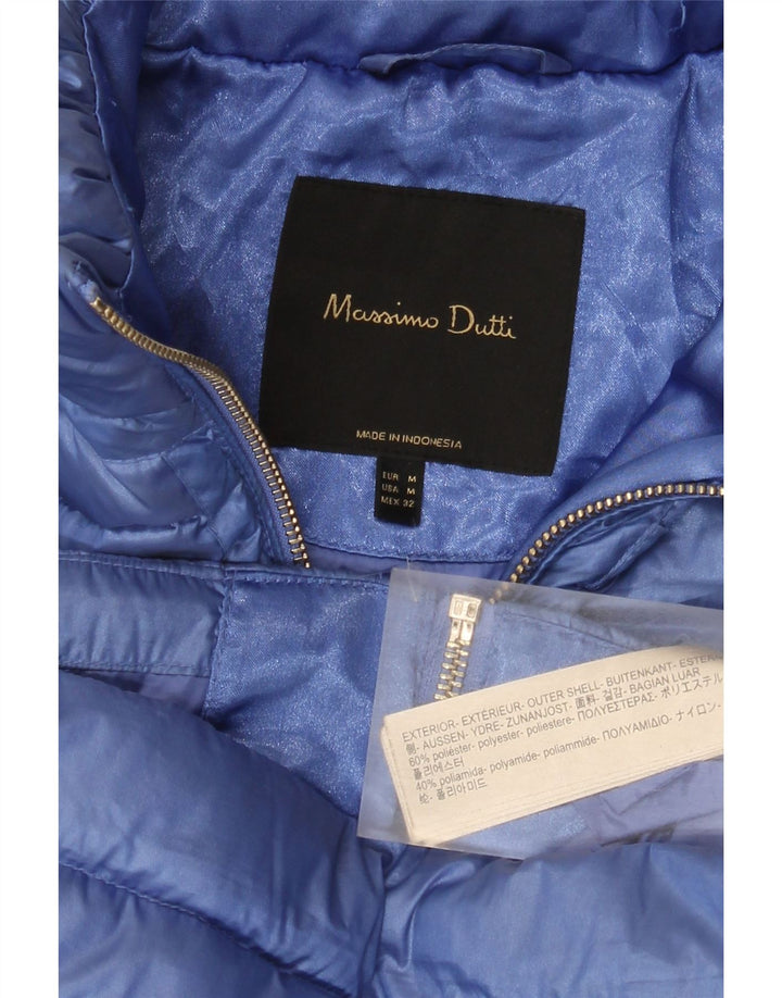 Jaqueta acolchoada feminina Massimo Dutti UK 12 poliéster azul médio