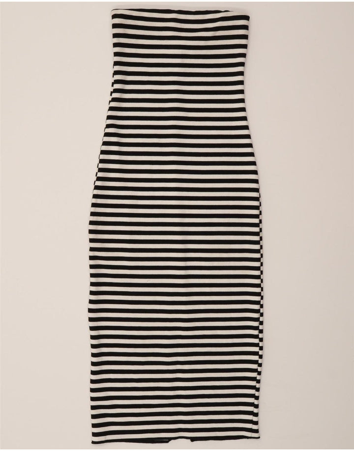 Vestido feminino sem alças Zara Reino Unido 8 pequeno listrado preto