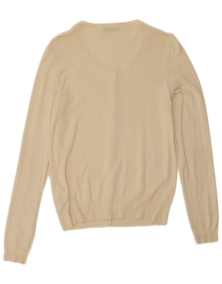 Suéter cardigã feminino grande Liu Jo UK 10 pequeno off white viscose