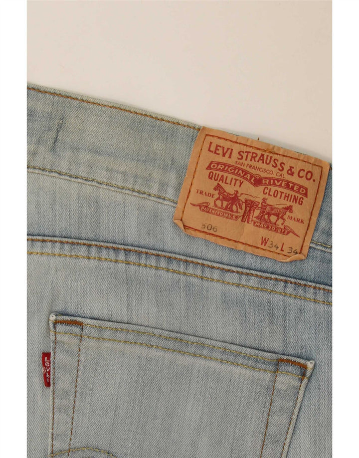 Calça jeans feminina Levi's 506 Straight W34 L32 azul algodão