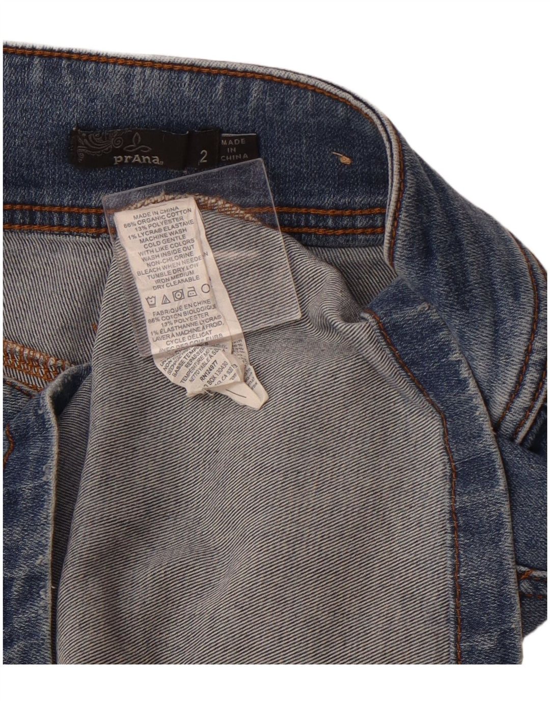 PRANA Saia jeans feminina de cintura alta com 2 XS W26 algodão azul