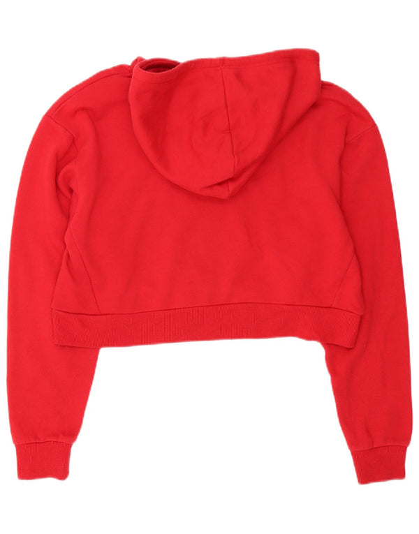Fila Womens Crop Graphic Oversized Hoodie Jumper UK 6 XS Algodão Vermelho