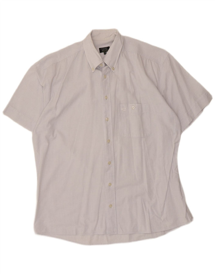 Camisa masculina de manga curta Camel Active risca de giz azul médio