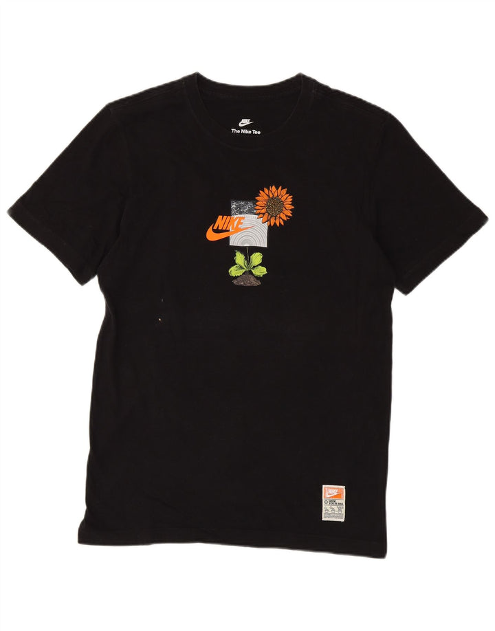 Camiseta gráfica masculina NIKE, pequena, preta, floral