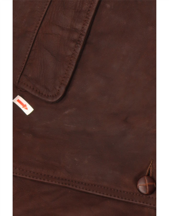 Jaqueta de couro masculina vintage IT 48 couro marrom médio
