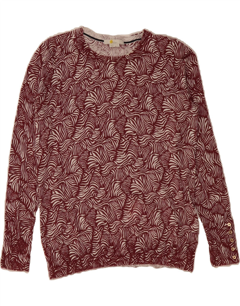 BODEN Womens Boat Neck Jumper Sweater UK 14 Medium Burgundy Animal Print Vintage Boden and Second-Hand Boden from Messina Hembry 