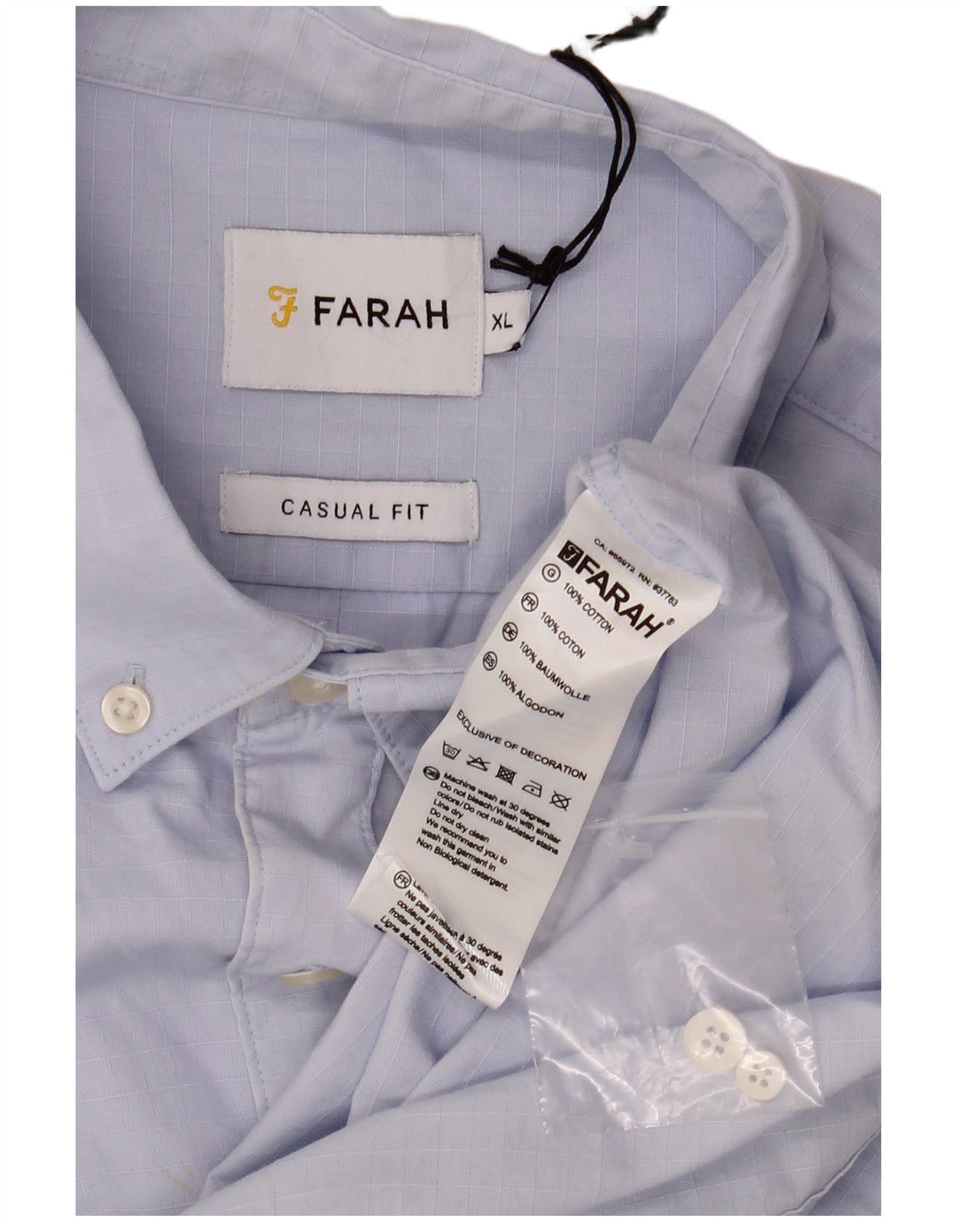 Camisa masculina Farah casual fit XL algodão xadrez azul