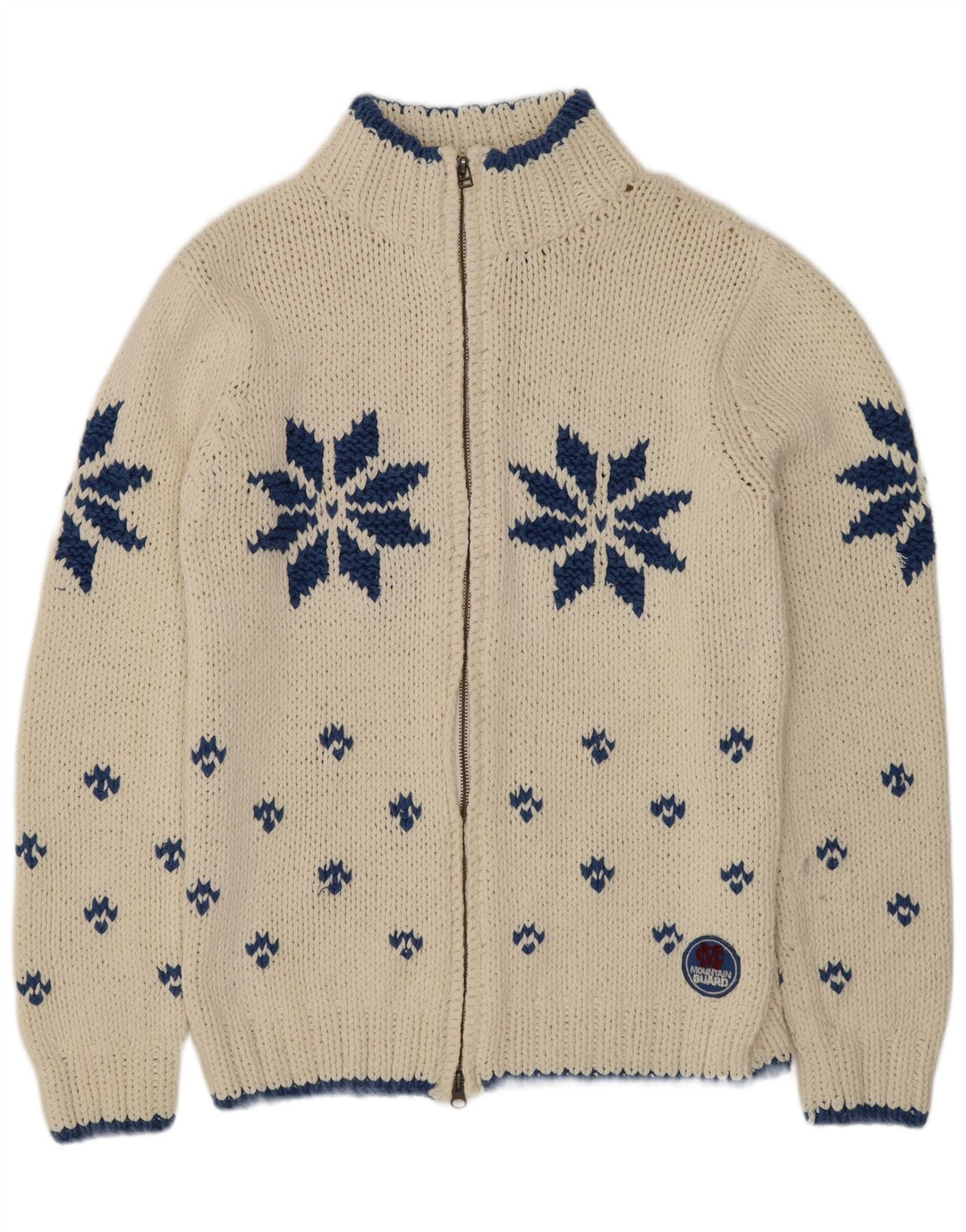 Suéter cardigã masculino Marlboro Classics médio off white Fair Isle retrô