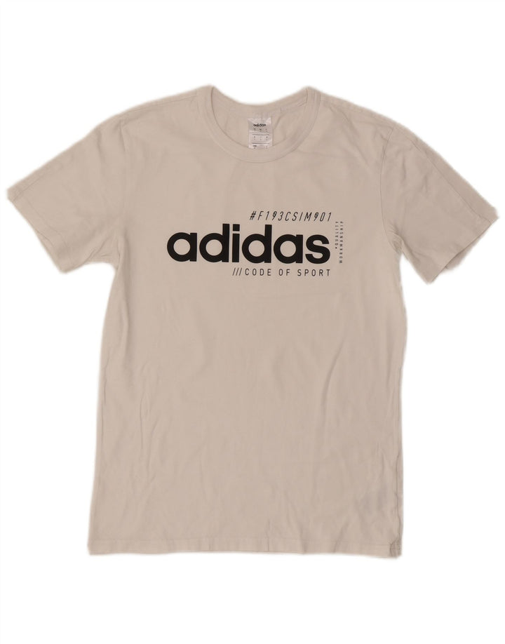 Adidas Mens Graphic T-Shirt Top Pequeno Algodão Branco