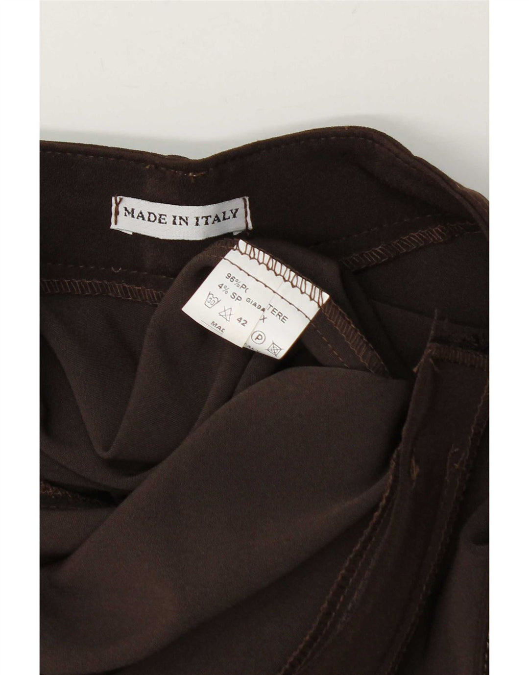 Conjunto de saia feminina vintage de 2 peças IT 42 médio W28 poliéster marrom