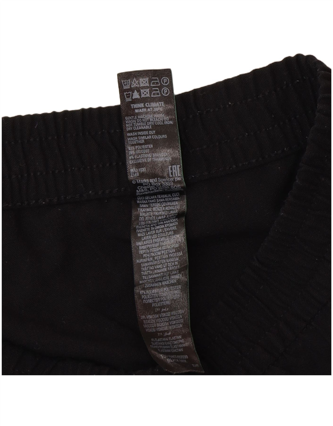 Calça de treino feminina Marks & Spencer Reino Unido 14 poliéster preto médio