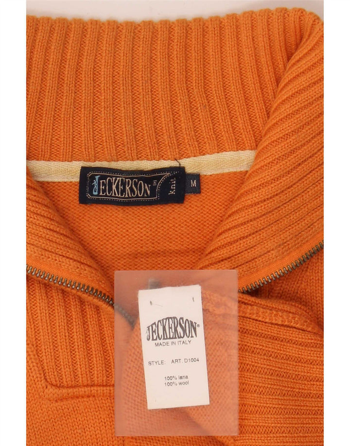 Suéter masculino Jeckerson com zíper e gola alta de lã laranja médio