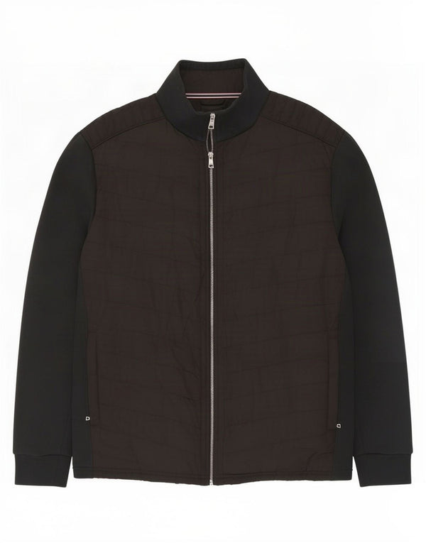 Jaqueta acolchoada masculina Marks & Spencer Reino Unido 42 XL preto colorblock algodão