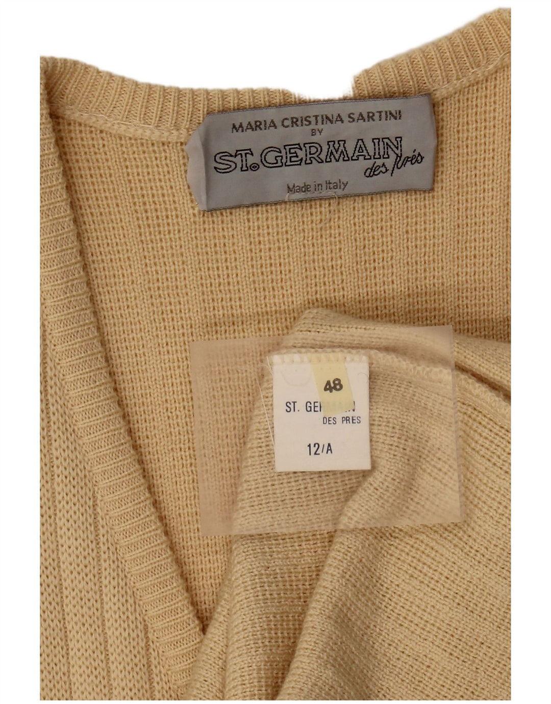 Germain Suéter cardigã feminino com palangre gráfico IT 48 XL lã bege