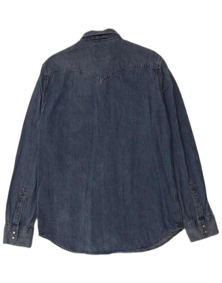 Camisa jeans masculina Levi's grande algodão azul