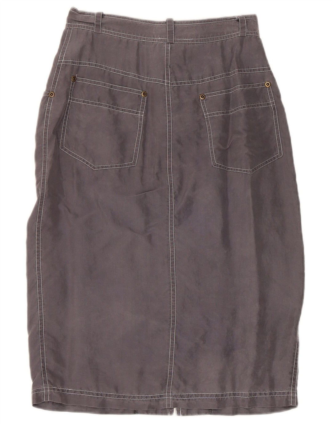 Saia Midi Feminina Vintage Pequena W24 Seda Cinza