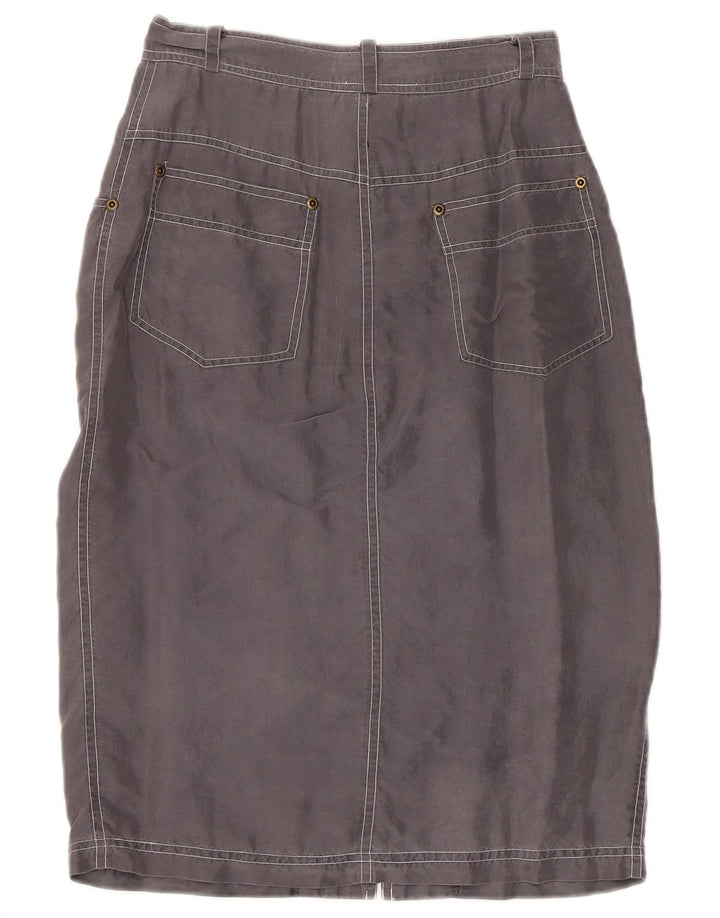 Saia Midi Feminina Vintage Pequena W24 Seda Cinza