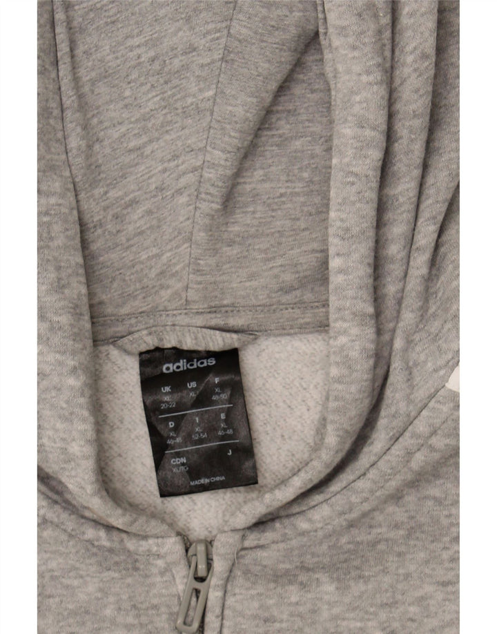 ADIDAS Womens Zip Hoodie Sweater UK 20/22 XL Grey Cotton Vintage Adidas and Second-Hand Adidas from Messina Hembry 