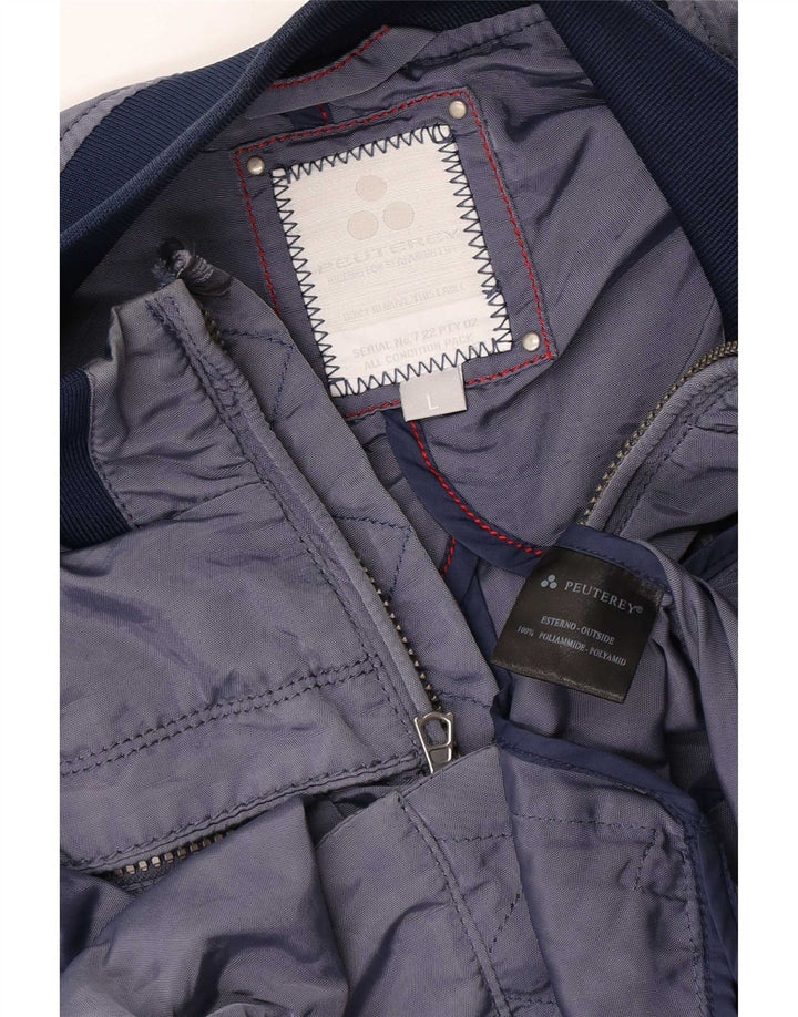 PEUTEREY Jaqueta bomber masculina Reino Unido 40 grande azul marinho Colourblock poliamida