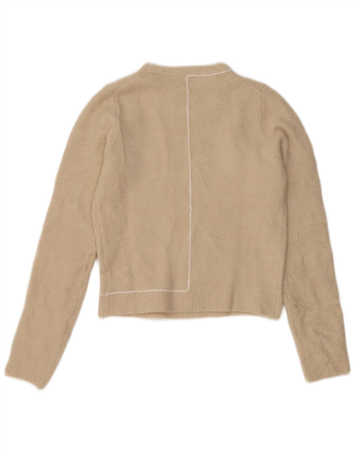 Suéter feminino Zara com gola redonda, Reino Unido 10 pequeno bege