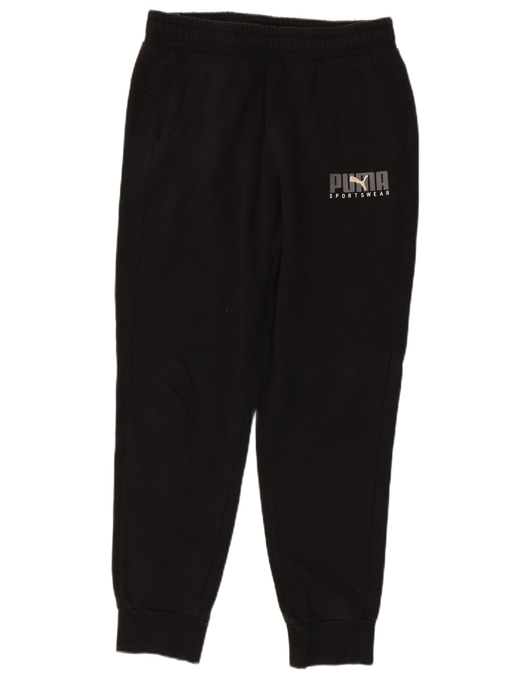 PUMA Mens Graphic Tracksuit Calças Joggers Médio Algodão Preto
