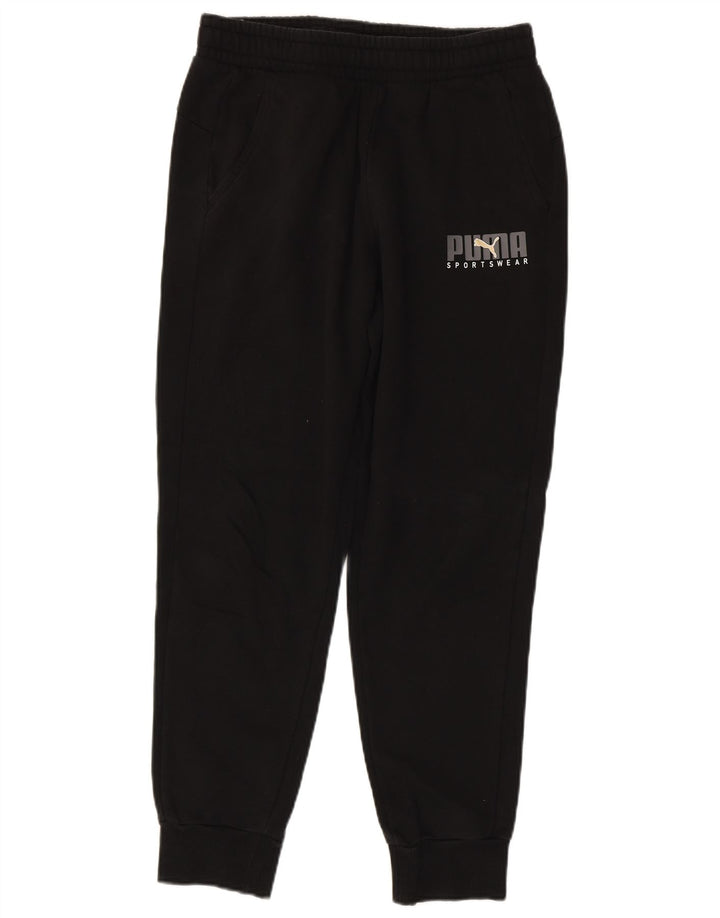 PUMA Mens Graphic Tracksuit Calças Joggers Médio Algodão Preto