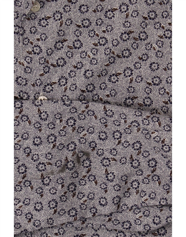 Camisa Masculina Vintage Média Azul Floral