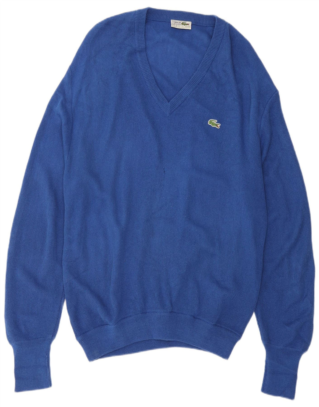Suéter masculino Lacoste com decote em V médio azul acrílico