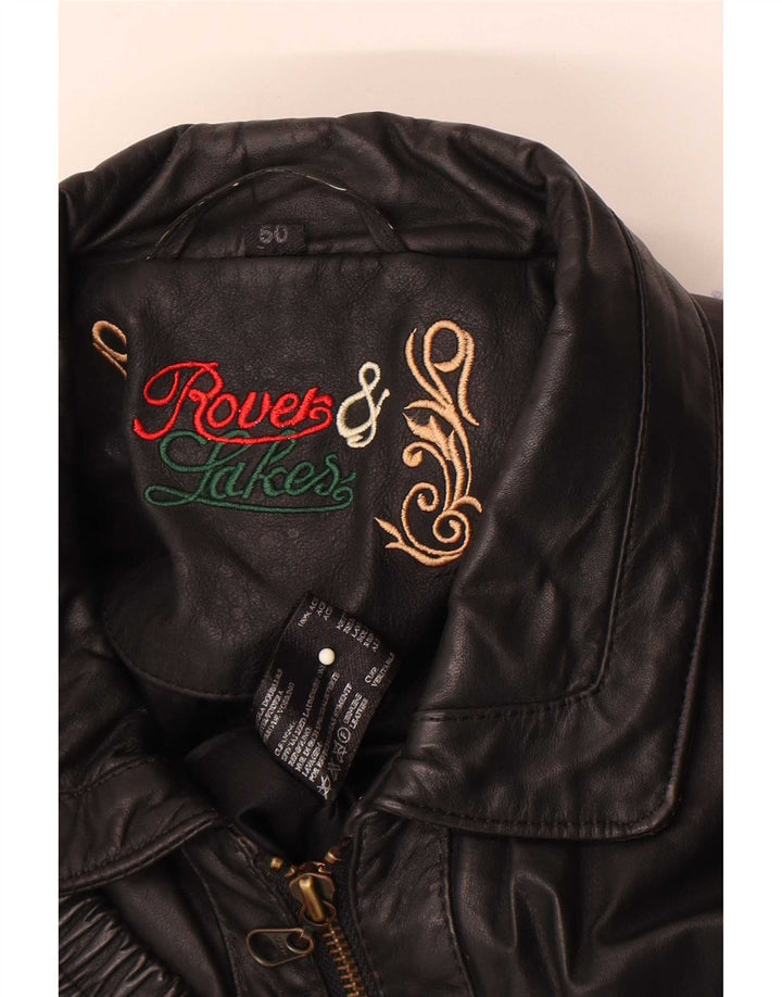 Colete de couro masculino Rover & Lake IT 50 grande preto